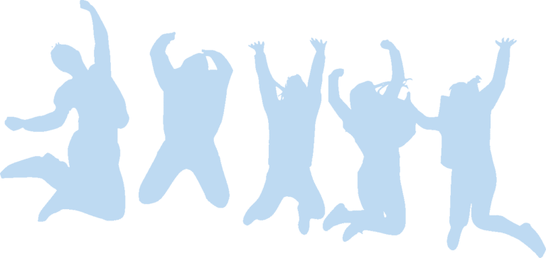 A group of working individuals jumping up in celebration used as a banner image for skills porgrammes