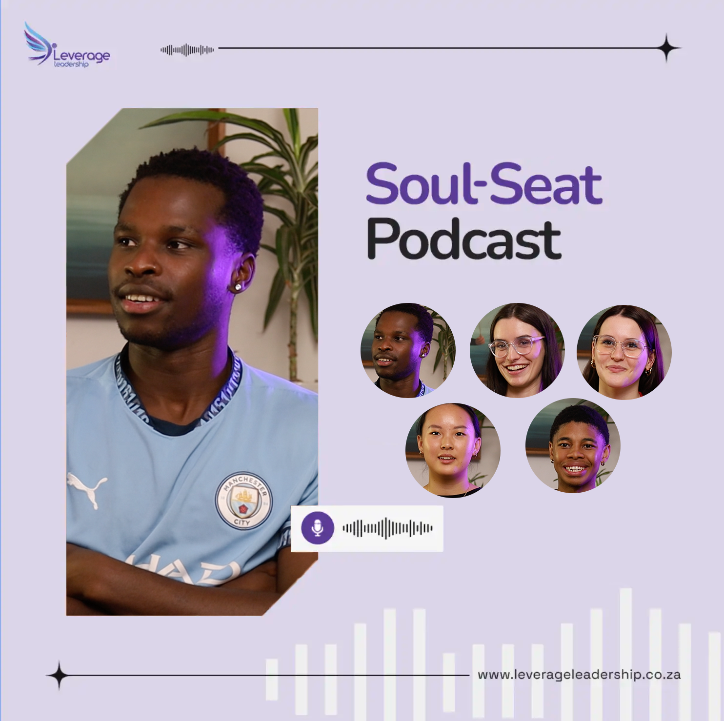 Promotional image for the "Soul-Seat Podcast" by Leverage Leadership for the NextGen podcast.